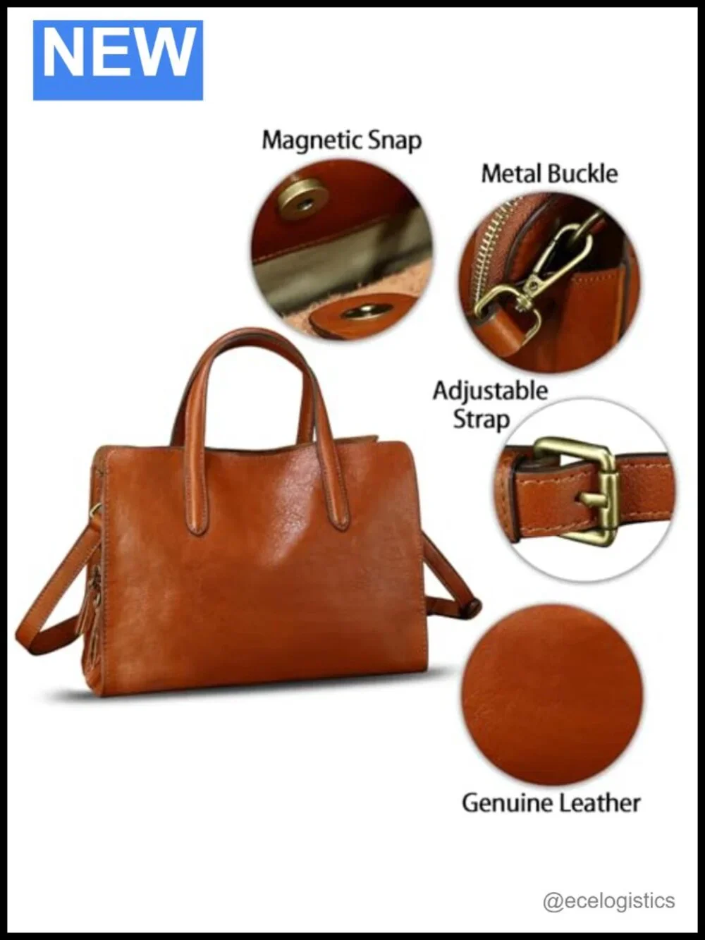 Genuine Leather Satchel Handbag Crossbody Shoulder Bag Top Handle Multiple